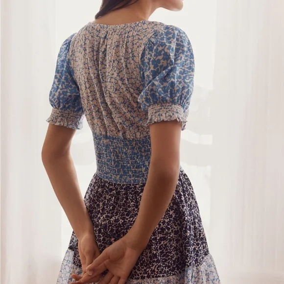 Anthropologie Blue and Black Floral Dress - Picture 3 of 3